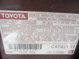 2000 TOYOTA CAMRY LE BURGUNDY 2.2L AT Z17961